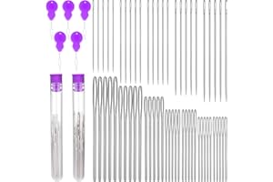 Bupete 65 Pcs 12 Sizes Large Eye Blunt Needles Set, Large Eye Sewing Needles, Tapestry Needles, Yarn Needles with Threaders, Embroidery Needles for Hand Sewing for Knitting Sewing