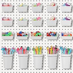 Yookeer 20 Pcs Pegboard Bins and Cups with Hooks