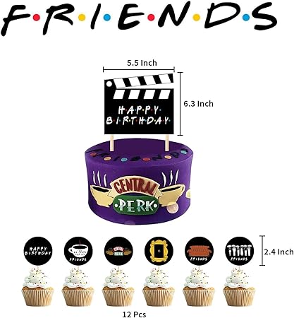 Pennants Banners Tv Show Latex Balloons Cake Cupcake Toppers Party Supplies For Friends Fans Kids Men Women Stology Friends Themed Birthday Decorations Set Black Happy Birthday Banner Decor Home Kitchen