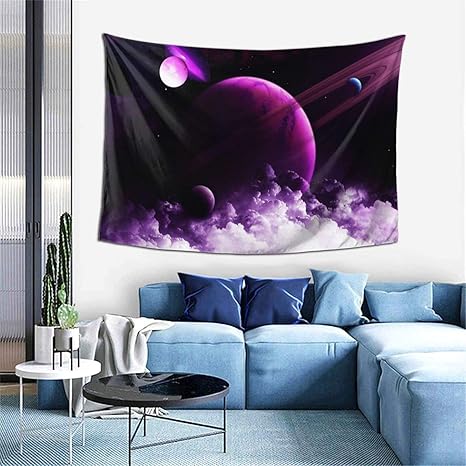 Amazon Co Jp タペストリー Purple Galaxy Space タペストリー おしゃれ 壁掛け 装飾布 インテリア 装飾アート 壁飾り 家 リビングルーム ベッドルーム 部屋 おしゃれ飾り 間仕切りカーテン 横 152ｘ130cm ホーム キッチン
