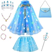 Princess Dress Up – Cape Sirène Arc-en-Ciel Avec Paillettes Et Accessoires – Kit Complet Pour Enfants 3-8 Ans – Anniversaire, Halloween, Cosplay