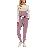 Fengbay Two Piece Outfits for women,Long Sleeve Crewneck Pullover Tops And Pants Sweatsuits Lounge Set with Pockets