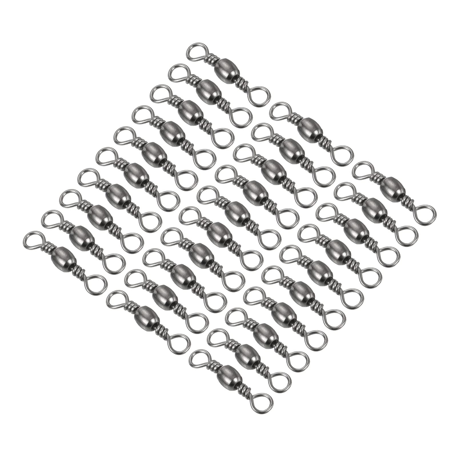 PATIKIL Fishing Barrel Swivel, 30Pcs 61lb Carbon Steel Solid Ring Terminal Tackle, Black
