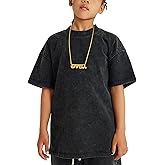 Flygo Boys Girls Cotton T-Shirts Kids Acid Wash Tshirt Summer Unisex Casual Short Sleeve Loose Basic Tee Top