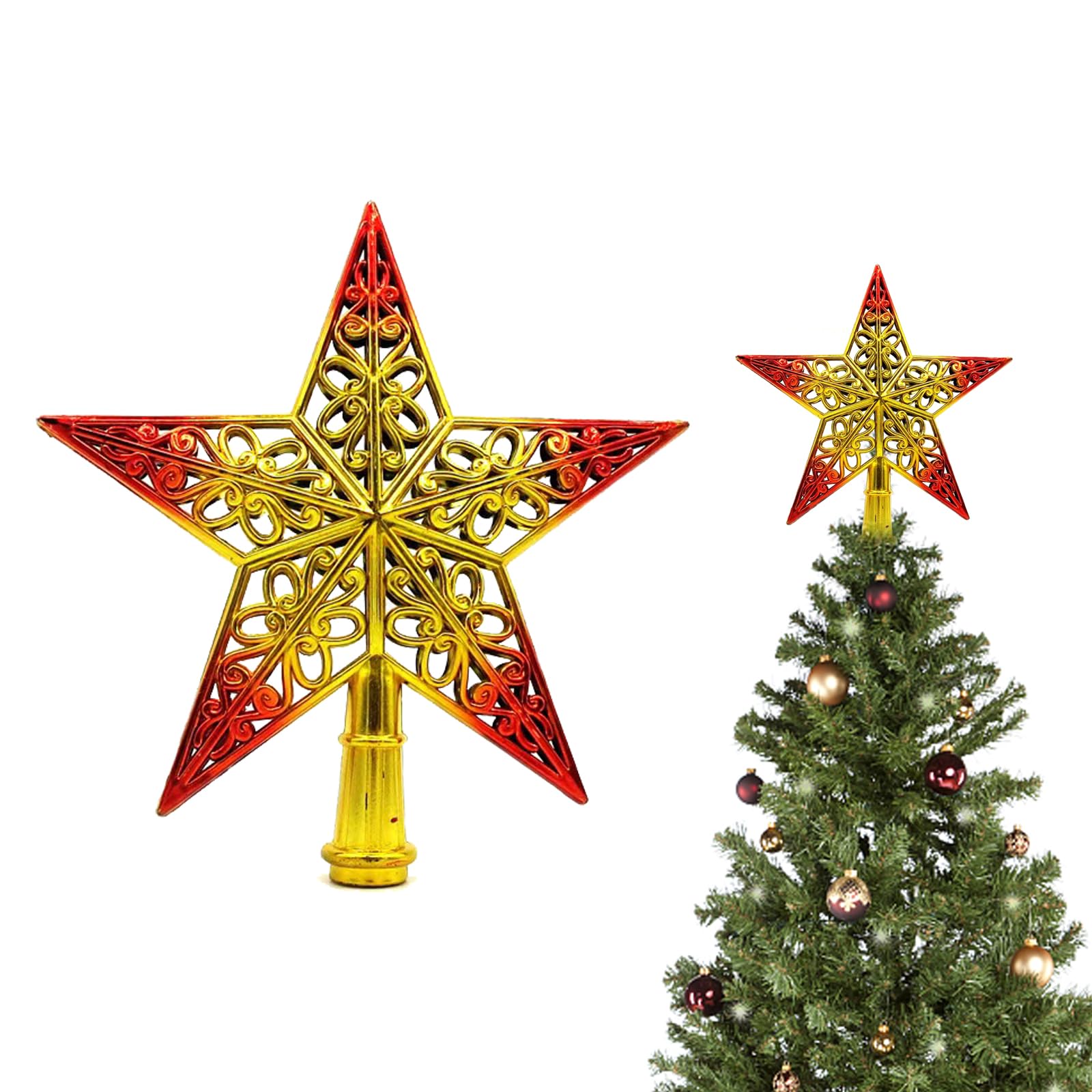 Christmas Tree Topper Star Vintage Lightweight Classic Plastic Hollow Out Xmas Decoration Ideal Christmastide Decor for Nativity Celebrations Ornament