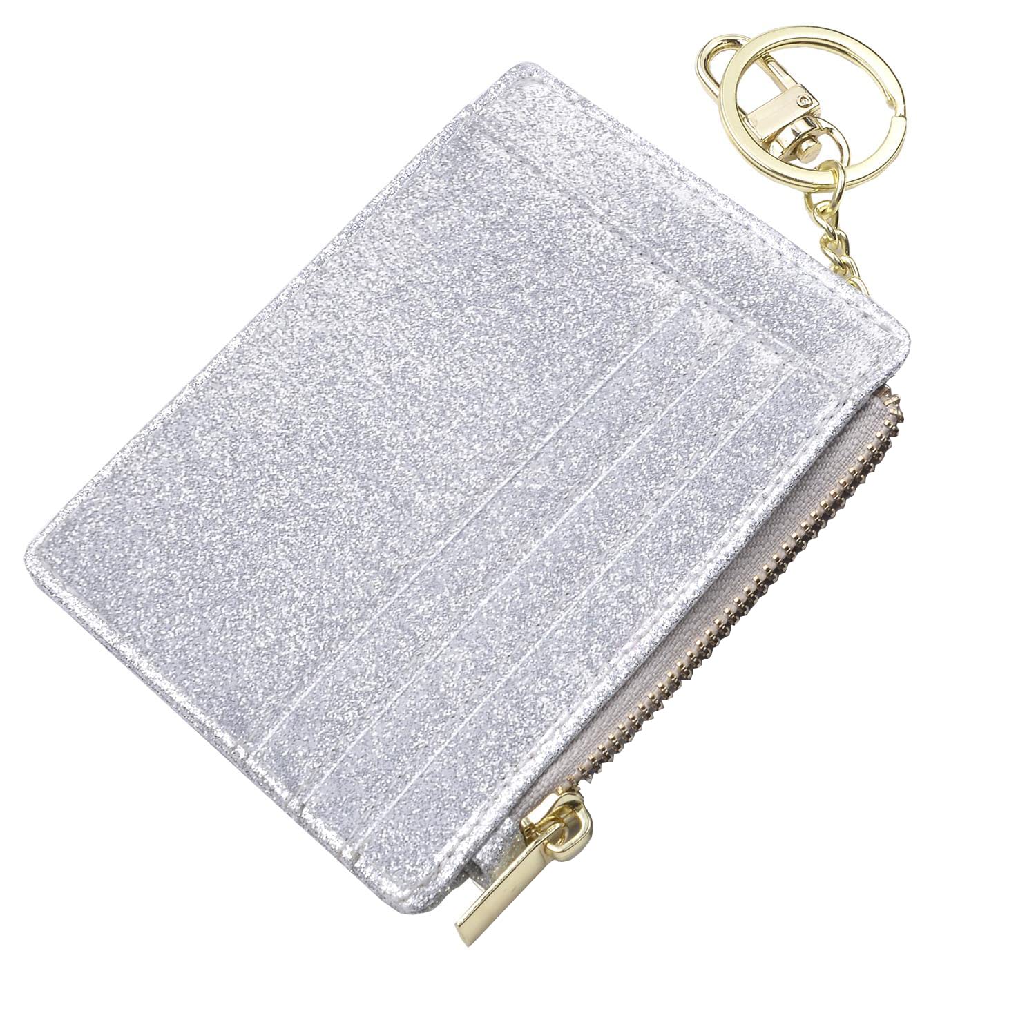 Ehsbuy Women's Slim Ladies Card Holder Wallet RFID Blocking Leather Zipper Coin Purse Keychain Wallet