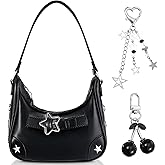 Abbylike Women Cute Vintage Shoulder Bag with Goth Chains Buckle Punk Trendy Purse Clutch Handbag for Girls