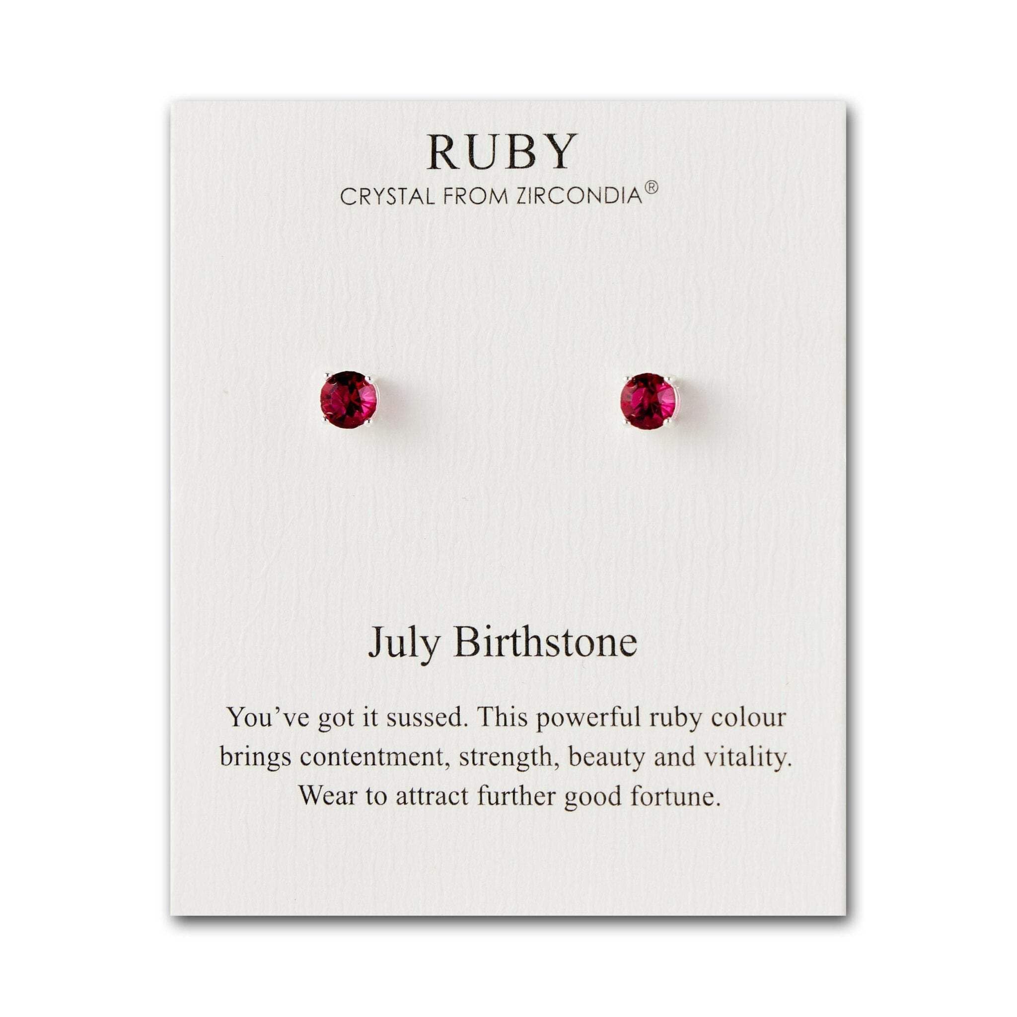 Philip Jones July (Ruby) Birthstone Earrings Created with Zircondia® Crystals