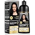Ivnil Black Hair Dye Shampoo 3 in 1 for gray coverage champu para canas herbal color for women and men 400ML