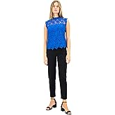 Nanette Nanette Lepore Womens Sleeveless Mockneck Embroidered Lace Top with Exposed Zipper