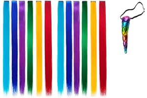 Dielianyi Equine Mane Color Stripes Faux Feather Extensions for Horse Fairy tail Pony Hair Extensions Horses show Parties Parades Unicorn Horn with Adjustable Straps
