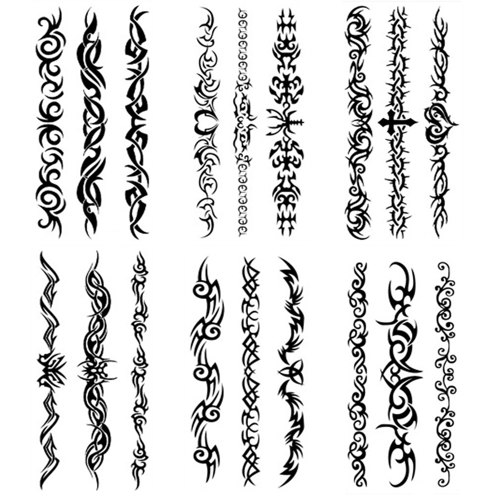 Yesallwas 6 Sheets Black Tribal fake Tattoos for Men Women Arm Temporary Tattoo Mix Tribal Tattoo Sticker 9cmX 19cm/3.54X7.48 inches (LXW)
