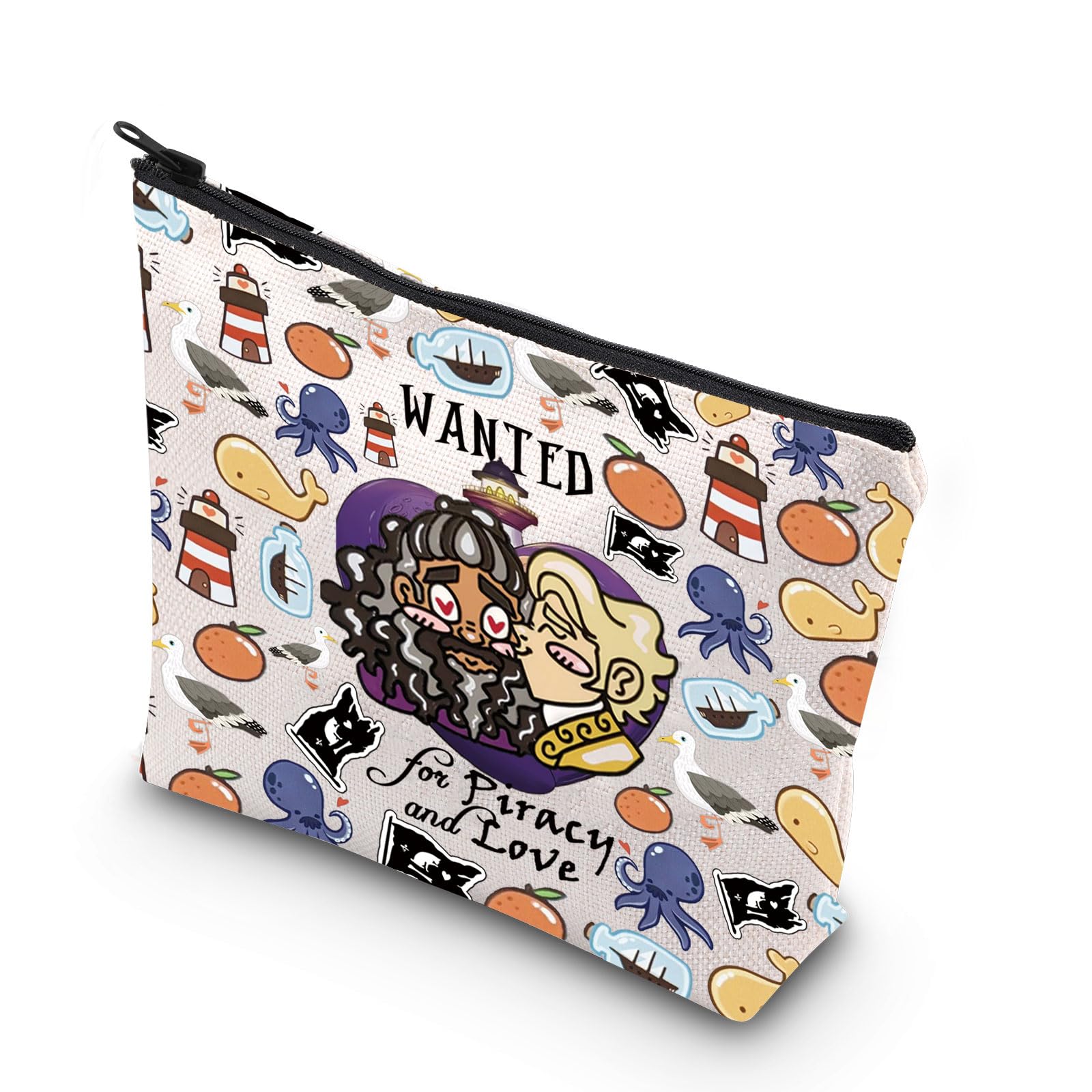 MYSOMY OFMD Stede and Edward Makeup Bag OFMD Merch Blackbeard Pirate Gifts Pirate Comedy TV Show Zipper Pouch (Piracy Love mb)