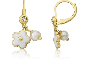 Little Miss Twin Stars Girls Earrings - 14k Gold-Plated Enamel Leverback Hypoallergenic Jewelry - Nickel, Lead & Cadmium Free For Sensitive Ears - Recommended for Ages 2-10 - Great Gift Idea with Box