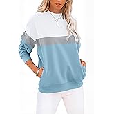 GKBK Womens Sweatshirts Cotton Crewneck Tops Long Sleeve Cute Lightweight Fall Winter Loose Casual Pullover with Pockets