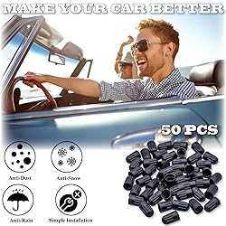 MEAJOO 50PCS TPMS Tire Valve Long Stem Caps, Black