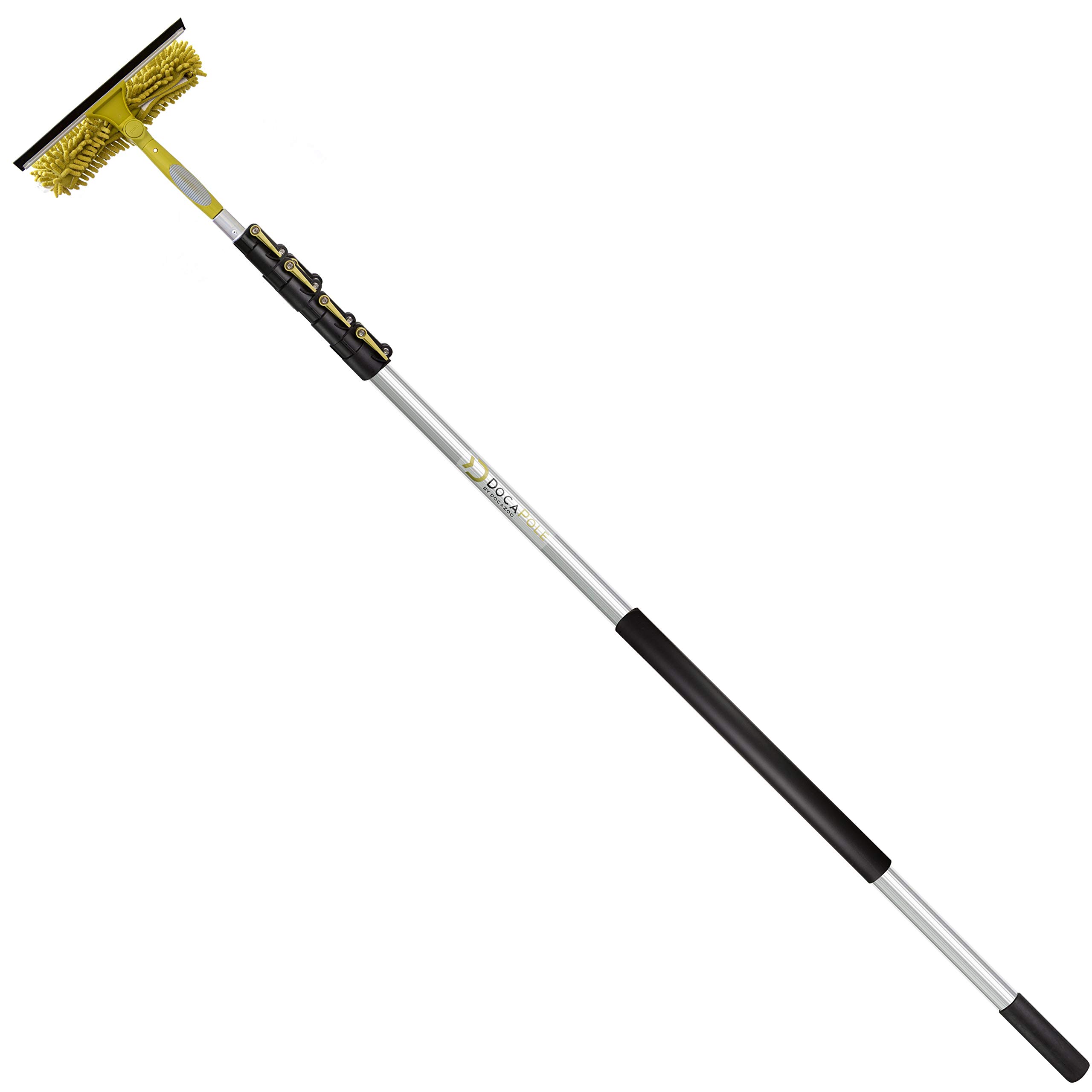 DocaPole 6-24 Foot Extension Pole + Squeegee & Window Washer Combo // Telescopic Pole for Window Cleaning // Includes 3 Sizes of Squeegee Blades // Extension Pole for Cleaning Windows