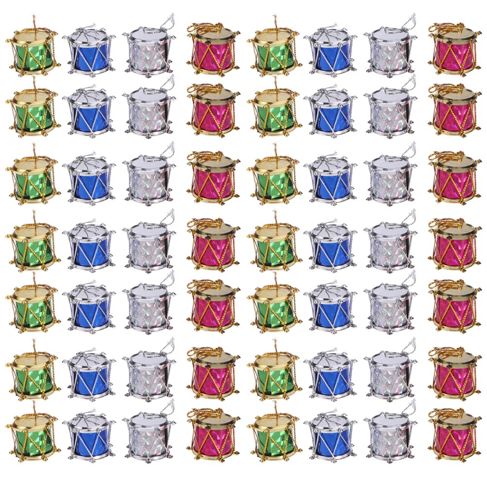 SEWACC Christmas Mini Drums, Colorful Glitter Mini Drum Christmas Tree Hanging Ornaments for Holiday Party Decor (Mixed colors)