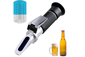 LEERCHUNAG Optical Hydrometer, LEERCHUANG Brix Refractometer for Beer Making, Dual Scale Brix Meter - Specific Gravity 1.000-1.130 and Brix 0-32%, Alcohol 0-17% Vol, Beer Brewing Kit