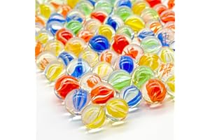 Lagincig 100Pcs Glass Marbles - 4 Color Mix, Sizes 14mm & 16mm for Marble Bounce Game, DIY or Decoration
