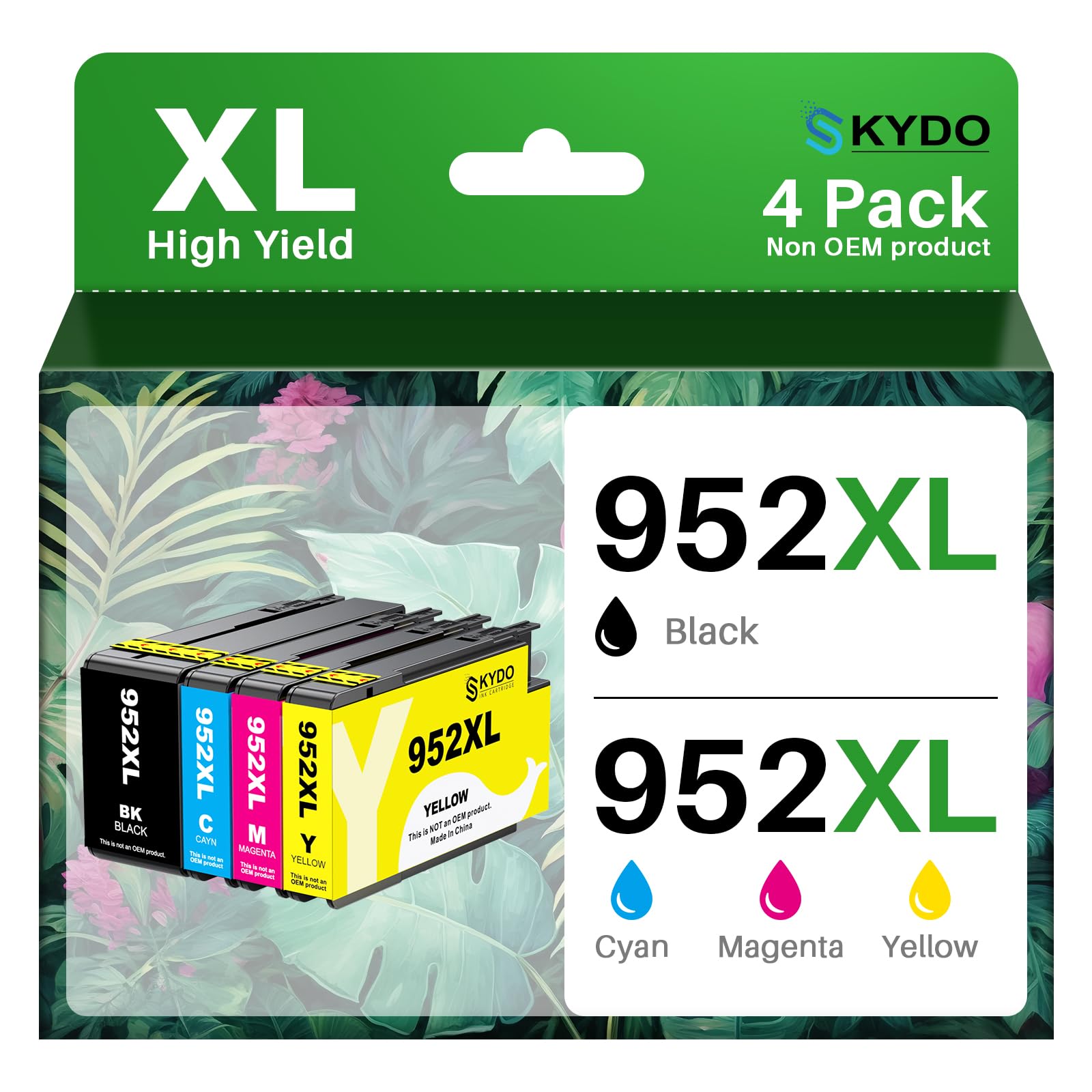 Photo 1 of Skydo 952XL Ink Cartridges Combo Pack Replacement Compatible for 952 XL 952XL Officejet Pro 7740 7720 8210 8710 8715 8720 8740 8725 8730 Printers (Black, Cyan, Magenta, Yellow, 4 Pack)