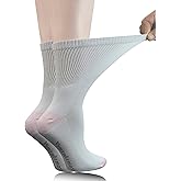 Yomandamor Women's 5 Pairs Non-Binding Cotton Crew Diabetic/Dress Socks with Seamless Toe and Cushion Sole