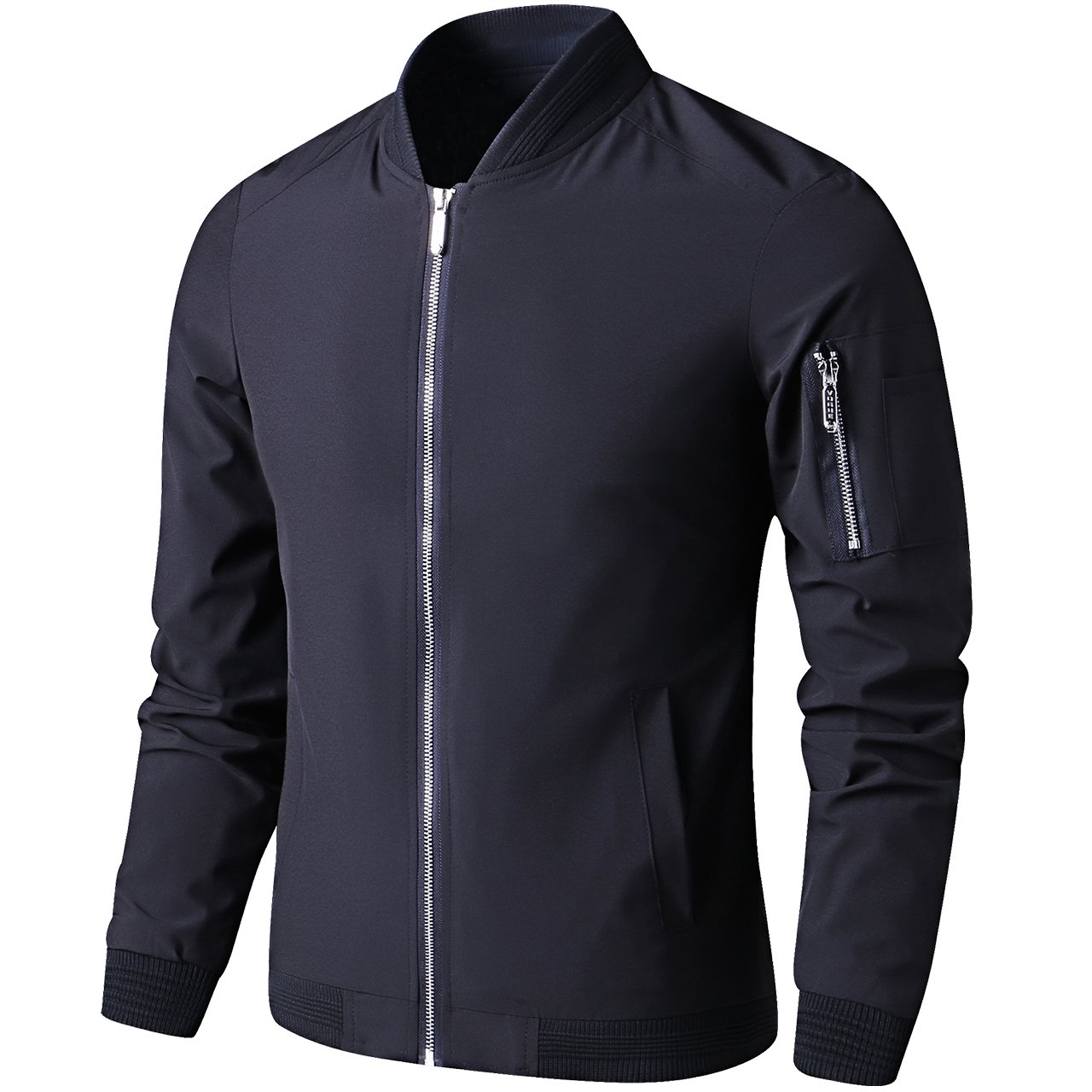 LTIFONE Mens Casual Jacket Zip up Lightweight Bomber Flight Sportswear