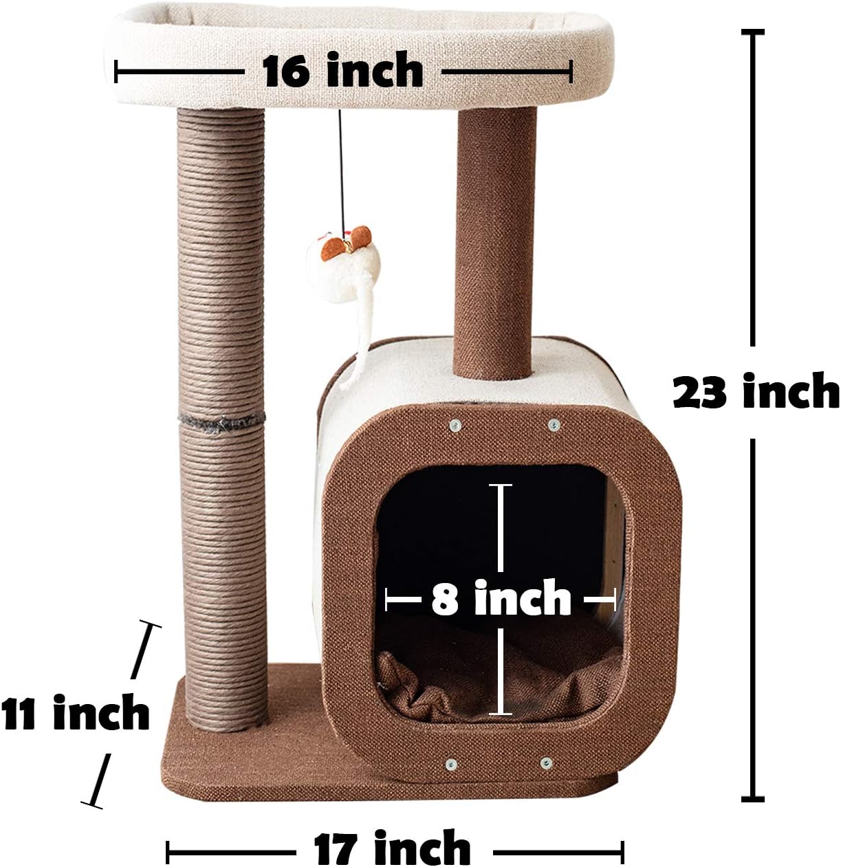 Catry, Cat Tree Condo with Paper Rope Covered Scratching Post Activity Center for Climbing Relaxing and Playing Natural Jute Fiber Pet Stand : Pet Supplies