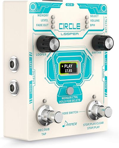 Donner Circle Looper Pedal Stereo Drum Machine 40 Slots 160 Min