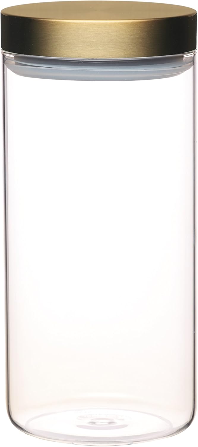 KitchenCraft MasterClass Airtight Glass Food Storage Jar with Brass Lid