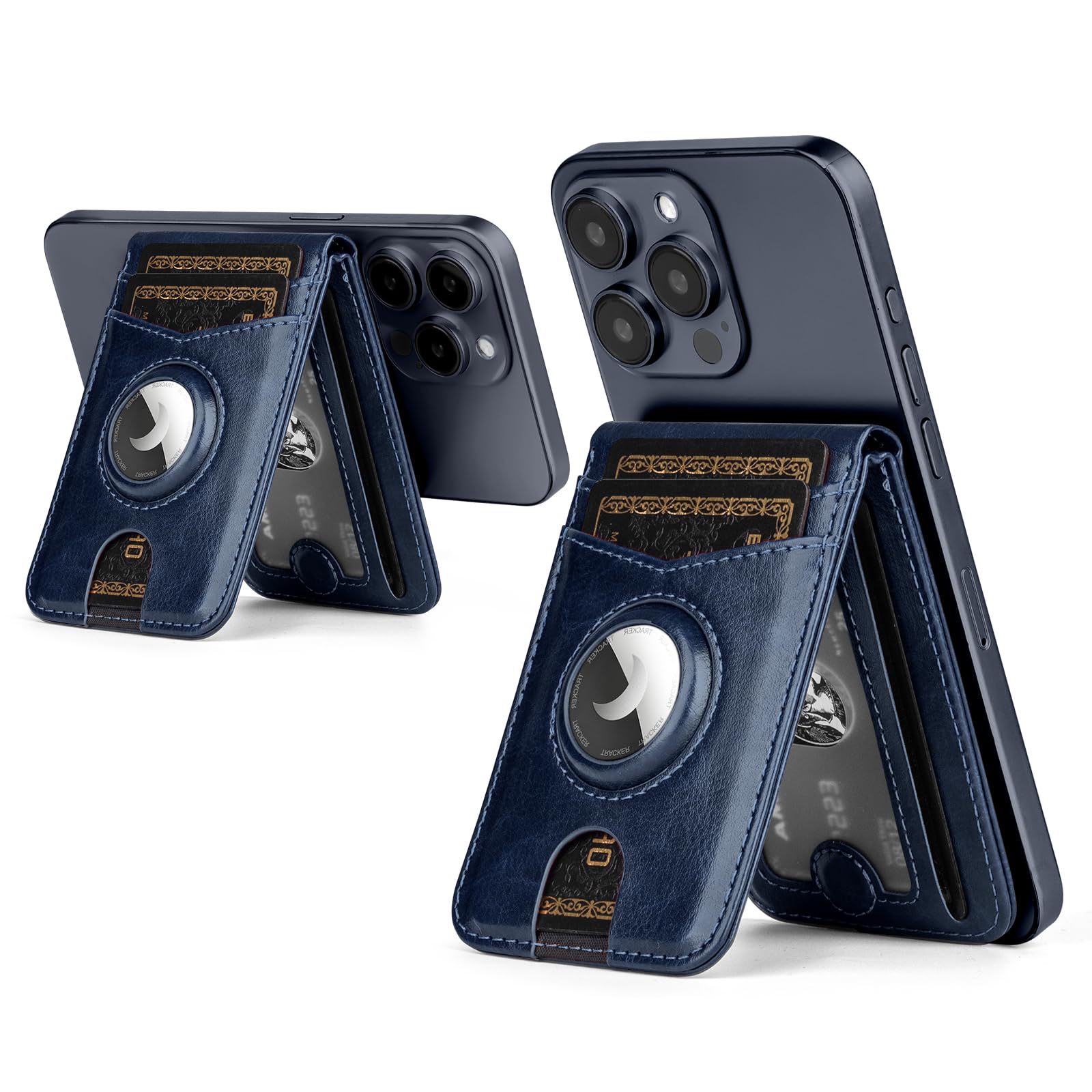 SkyEagle Compatible with Magsafe Case with RFID Blocking Card Holder AirTag pocket for iPhone 17/16/15/14/13/12 Pro/Pro Max/PlusSeries,Not Fit iPhone Mini,Blue