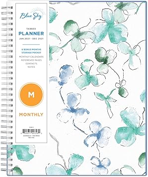 Amazon Com Blue Sky 2021 Monthly Planner Frosted Flexible Cover Twin Wire Binding 8 X 10 Lindley 101582 21 Office Products