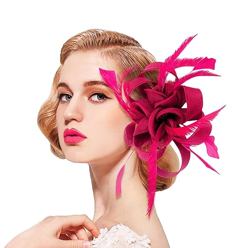 dressfan Fascinator Hat Headpiece Womens Vintage Wedding Headband Mesh  Feather Derby Hat 20s 50s Hair Accessories Headwear for