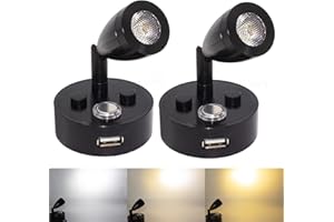 WTNYOU RV Lights Interior Fixture, 12V LED with USB Port RV Reading Light Dimmable Touch Bedside Light Warm White for Camper Trailer Caravan Truck Boat Motorhome Lighting