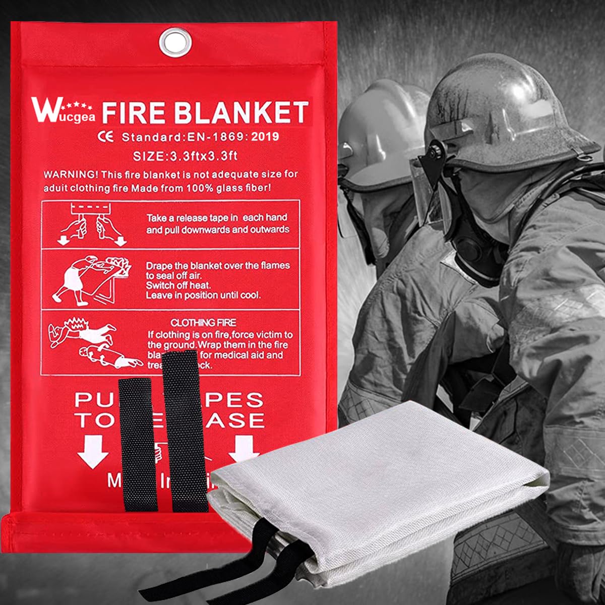 wucgea Fire Blanket for Kitchen - 1 pack Fiberglass Reusable Fire Blankets Suppression Emergency for Home School Fireplace Car Office Garage Warehouse Safety 1m x 1m…