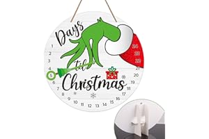 PETCEE Christmas Grinch Advent Calendar 2024 Christmas Grinch Countdown Calendar Decorations Days Till Christmas Countdown Welcome Hanging Sign Wreath for Front Door Home Wall Indoor Outdoor Decor