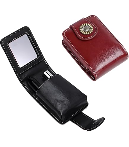 Amazon.com: WADORN Leather Zipper Lipstick Case with Chain, PU