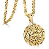 murtoo Compass Necklace for Men Women, Stainless Steel Necklace with Compass Coin Pendant, Gold Silver Mens Necklace Gift Ideal