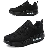 RUIDENG Platform Sneakers for Women Air Cushion | Walking Shoes Women Comfortable All Day | Thick Rocker Bottom