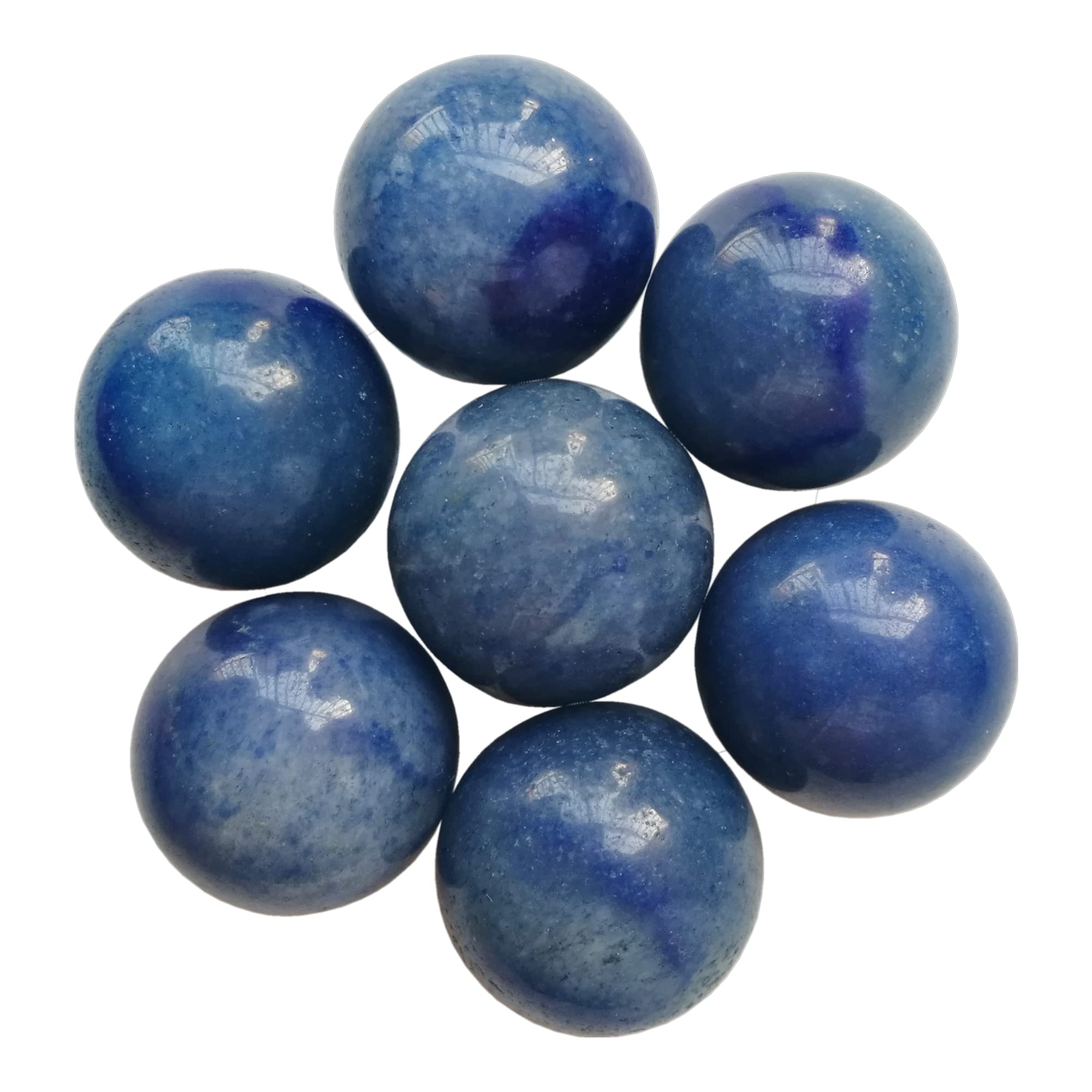 Manekieko 7 Pcs Natural Blue Aventurine 2cm Crystal Sphere Ball Set,Feng Shui Chakra Aura Home Desk Decor Decorative Collection