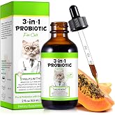 3 in 1 Probiotics for Cats Help with Gut, Upset Stomach, Diarrhea, Bloating | Cat Digestive, Immune Support with Digestive Enzymes, Prebiotics &amp; Probiotics &ndash; 60ml for Cats of All Ages