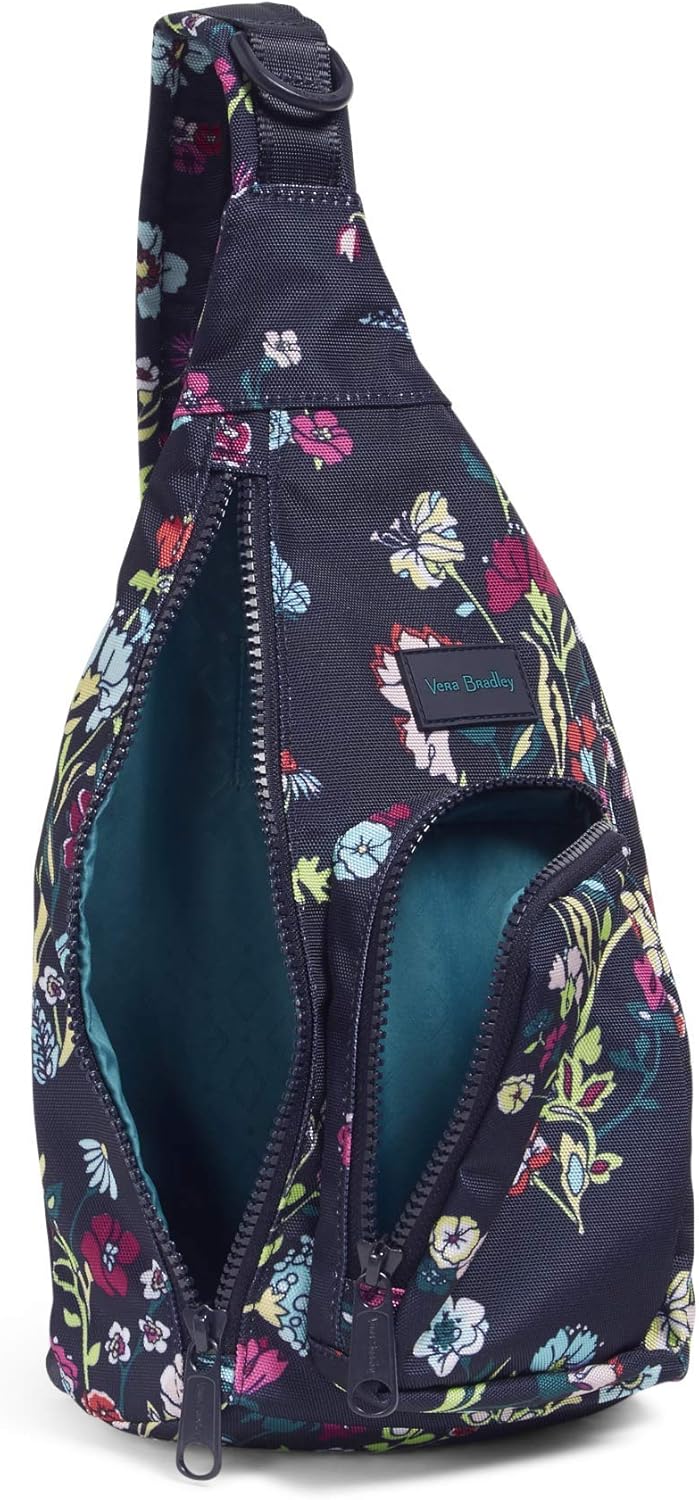 Vera Bradley Women's Recycled Lighten Up Reactive Mini Sling Backpack Bookbag, Itsy Ditsy Floral, One Size: Clothing