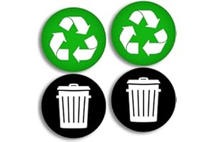 VINYL FRIEND 4 Recycle and Trash Logo Stickers - Organize Trash - for Metal or Plastic Garbage cans, containers and Bins - Indoor & Outdoor - Home, Kitchen, Office - Premium Decal (Green/Black, Medium)