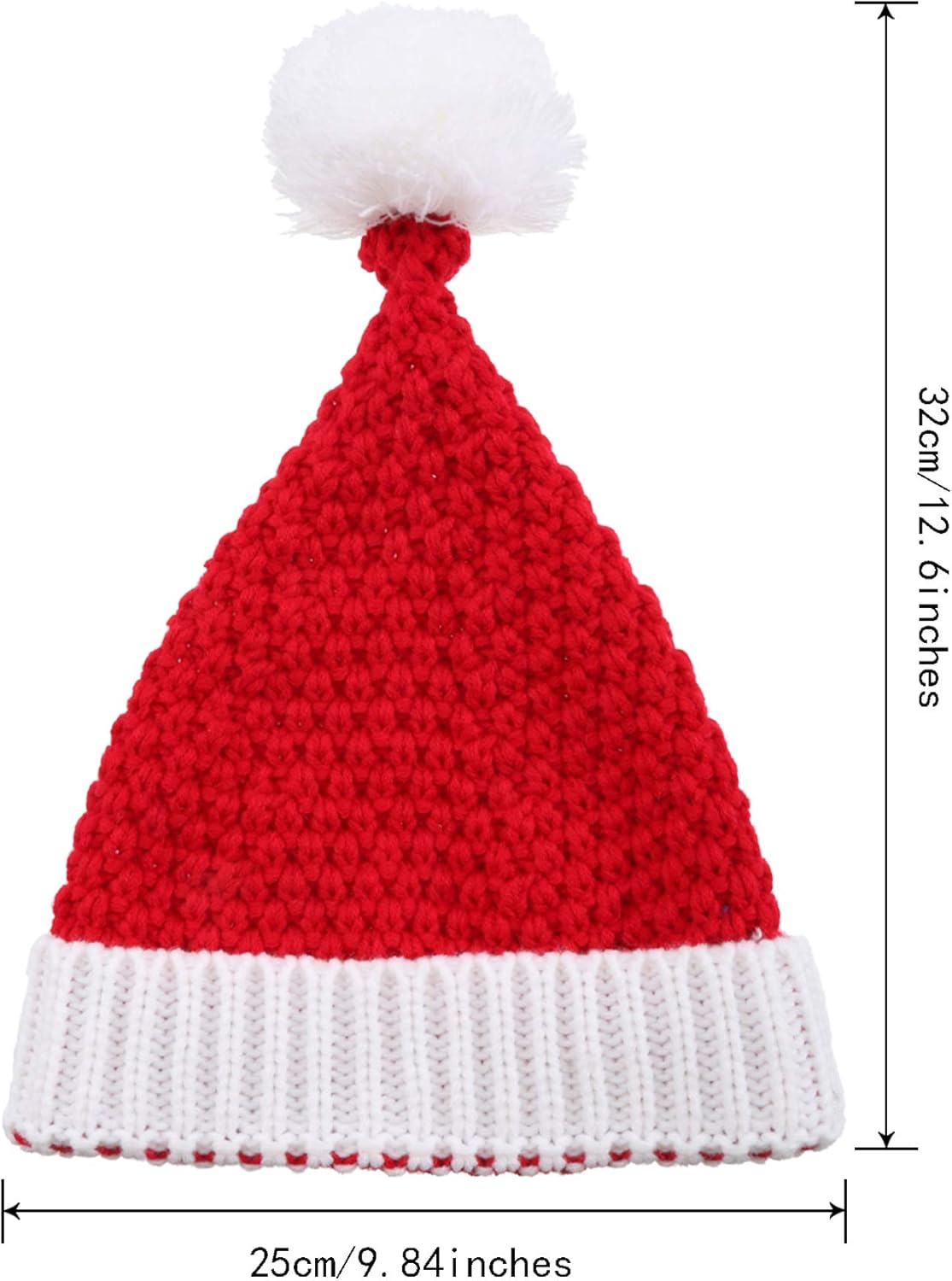 Sumind 2 Pieces Santa Hat Christmas Red and White Knitted Christmas Caps Winter Hat Xmas Hats, Red and white, One size - Image 5