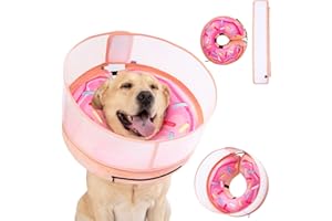 MARIYAGO Inflatable Dog Cone Collar with Enhanced Anti-Licking, Soft Neck Donut for Dogs Cats, Recovery Pet Cone Collar After Surgery for Large Medium Small Dogs (Donut Pink2, Large)