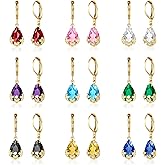 Dangle Earrings for Women Multicolor Crystal Drop Earrings Set Leverback Teardrop Earrings 925 Silver and 14K Gold Plated Hypoallergenic Fashion Cubic Zirconia Dangle Earrings Trendy Jewelry Gifts for Women