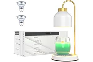 AIKUT Candle Warmer Lamp,White Metal, with 2 Bulbs,Timer & Dimmer,Compatible with Large Yankee Candle Jars,Electric Top Candle Melter,Electric Top Candle Melter,110-120v