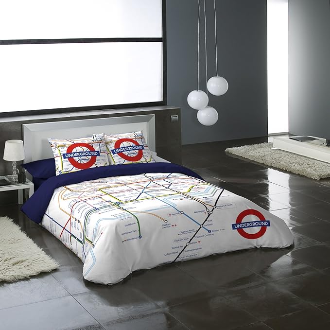 London Underground Map Duvet Cover, 100 Cotton, 220 Thread Count, Includes (2