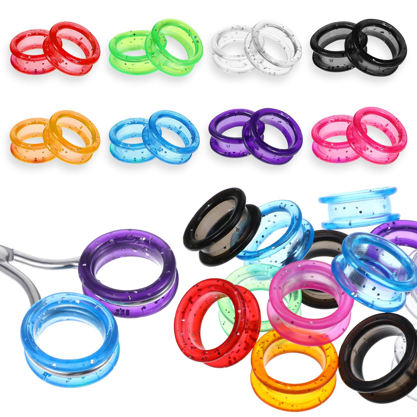 Photo 1 of 24 Pcs Silicone Scissors Finger Rings Soft Thumb Inserts Protection Pet Grooming Shear Finger Ring Thumb Insert for Dog Hair Cutting and Professional Barbers, 8 Colors