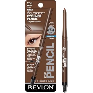 Revlon ColorStay Pencil Waterproof Eyeliner, 203 Brown, 0.01 oz | Waterproof pencil eyeliner with built-in sharpener. Smudge-